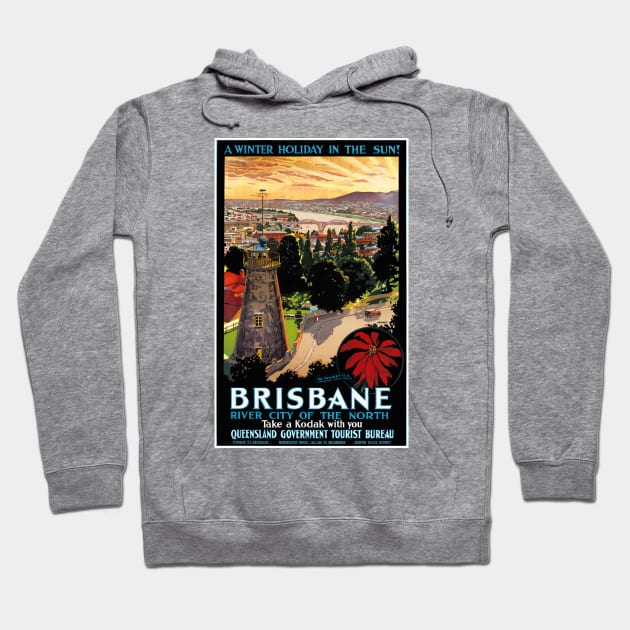 Vintage Travel Poster Brisbane Australia Hoodie by vintagetreasure